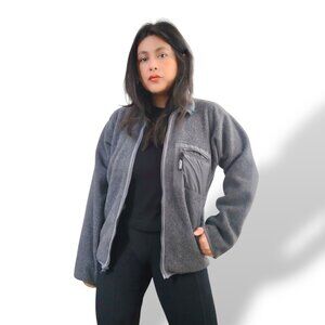 Patagonia Vintage 90's Made In USA Full Zip Fleece Jacket UNISEX Small Gray